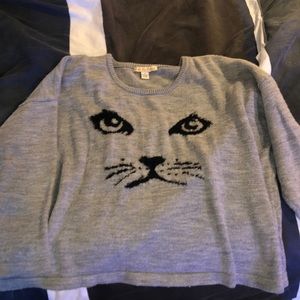 Gray Cozy Cat Sweater
